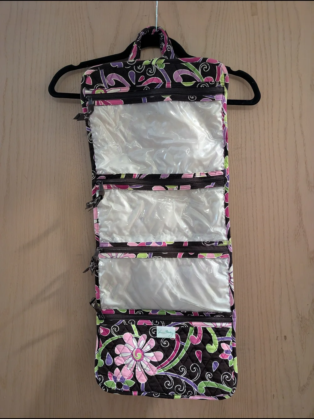 Vera Bradley Purple Punch Hanging Toiletries/Cosmetic Organizer With Extra Pouch